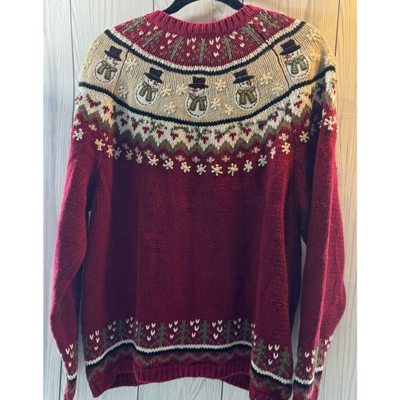 Vintage Croft and Barrow Embroidered Christmas Snowman Cardigan Women’s Large - Picture 2 of 6